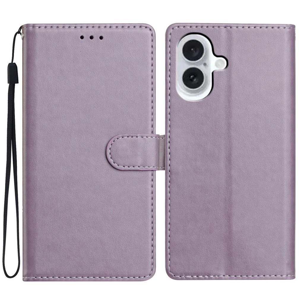 For iPhone 17 Leather Case Wallet Stand Phone Cover with Handy Strap