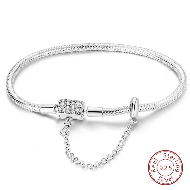 Браслеты из серебра 925 пробы 'Навсегда Любовь' Персиковое Сердце, Звезда, Луна, Самолет, Земля для Женщин, Подходят для DIY Шармов, Вечерние Украшения