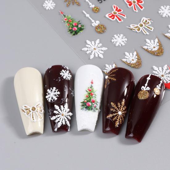 1 Sheet Christmas Pattern Art Snowflake Sticker Fine Workmanship Nail Bow Nail Art Decoration