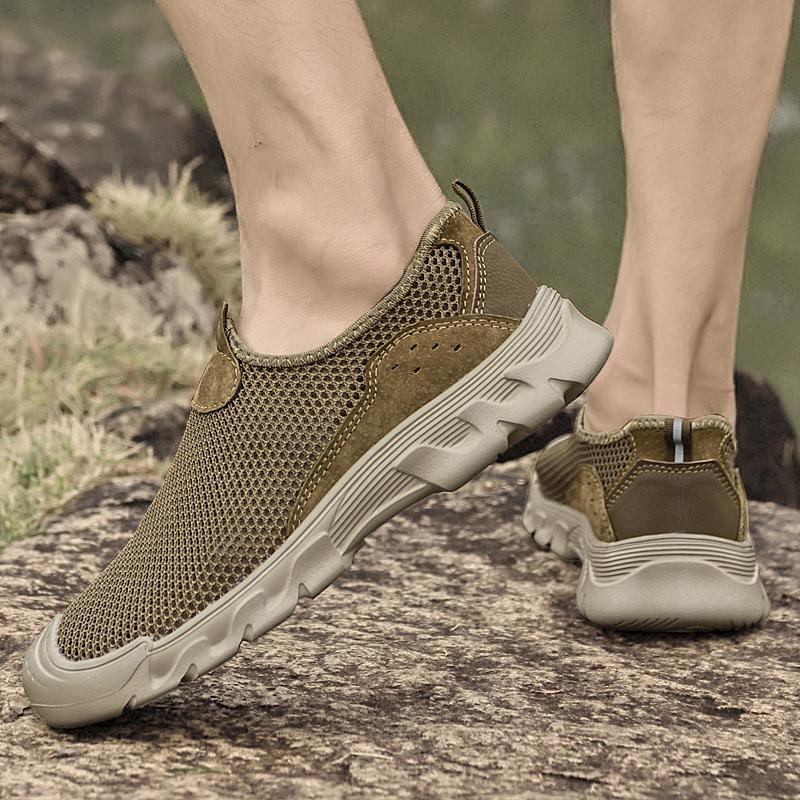 Модная летняя уличная обувь Дышащая сетчатая обувь Уличная нескользящая обувь для ходьбы Удобные сандалии Мужские полушлепанцы Повседневные лоферы