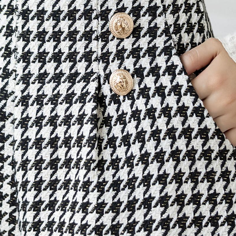 Shorts Women's High Waist Tweed A-line Casual Plaid Wide-leg Pants