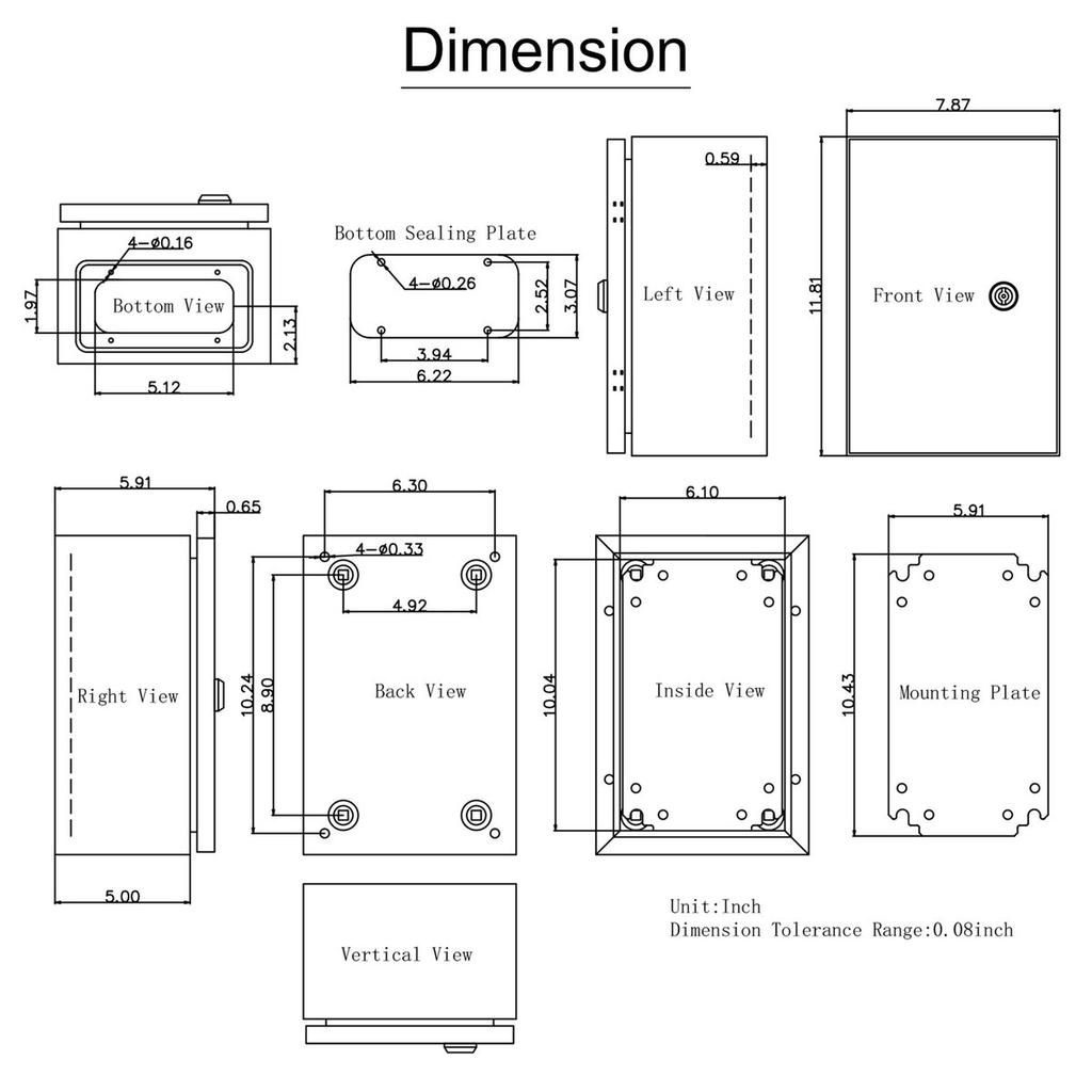 NEMA Steel Enclosure ,12 x 8 x 6\'\' NEMA 4X Steel Electrical Box, IP66 Waterproof & Dustproof, Outdoor/Indoor Electrical Junction Box, with Mounting