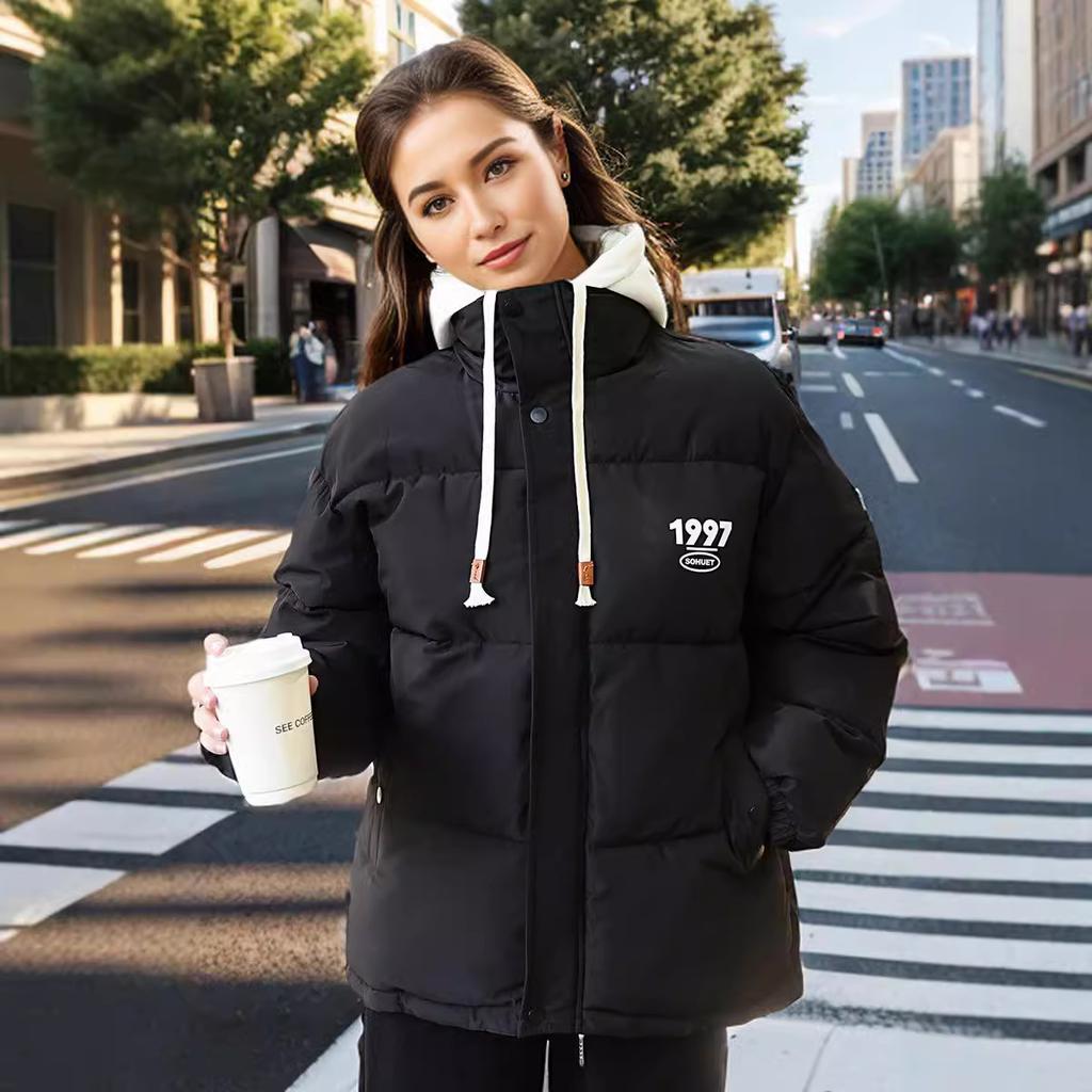 Поддельная женская одежда из двух частей, новая зимняя пуховая одежда для девочек, утепленная куртка из хлеба.