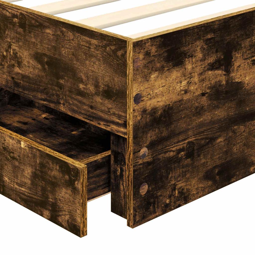 Smoked Oak Bed Frame 90 x 190 cm Engineered Wood