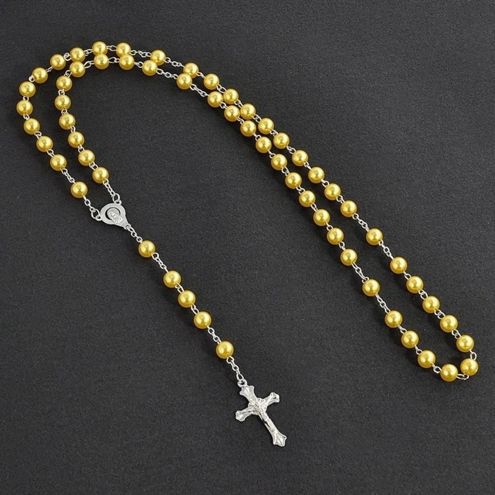 Handmade Beads Rosary Beads Pendant Chain Vintage Style Religious Pendants Christian Jewelry