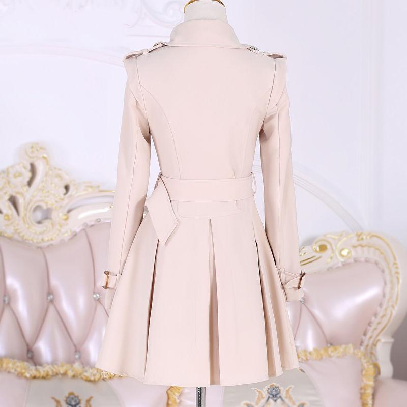 Женский Тренч Весна Осень Зима Ветровка Британское Пальто Тонкий Однотонный Пальто