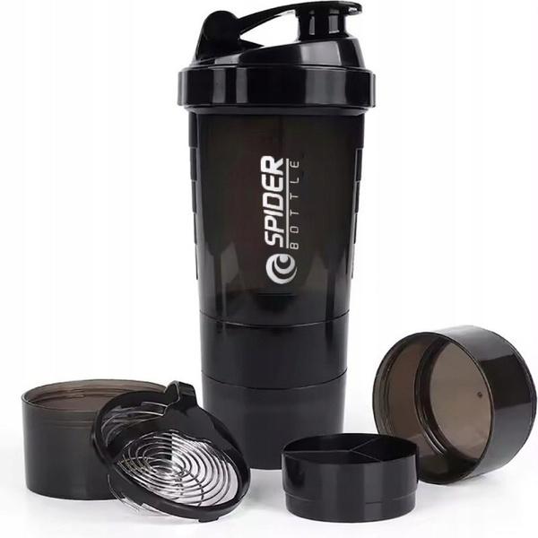 Ecarla Shaker Sportowy Do Odżywki Białkowej Z Sitkiem 500Ml Czarny Bd55Cz
