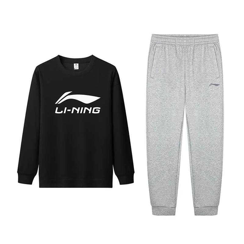 Li Ning Повседневная спортивная одежда Унисекс Черный+Серый меланж YTLV113-4+AKLVB11-1