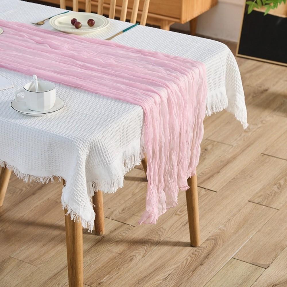 Gift Semi Sheer Cheesecloth Table Runner 35×70 Inch Polyester Gauze Table Cloth Boho Table Decorations Wedding