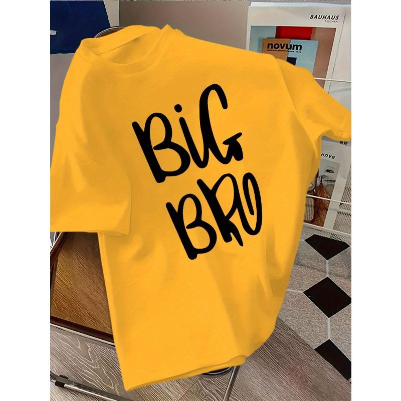 European sizes Children Big Brother Exclusive T-Shirt - Casual Short Sleeve, with Letter Print, Perfect for Summer, Casual Wear, Casual Attire