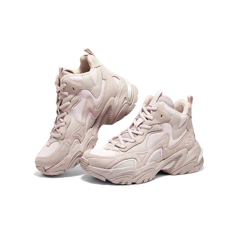 Skechers Stamina V2 Ткань Кожа Удобные Модные Высокие Повседневная Обувь Кроссовки Женские Телесно-Розовые 167587-BLSH