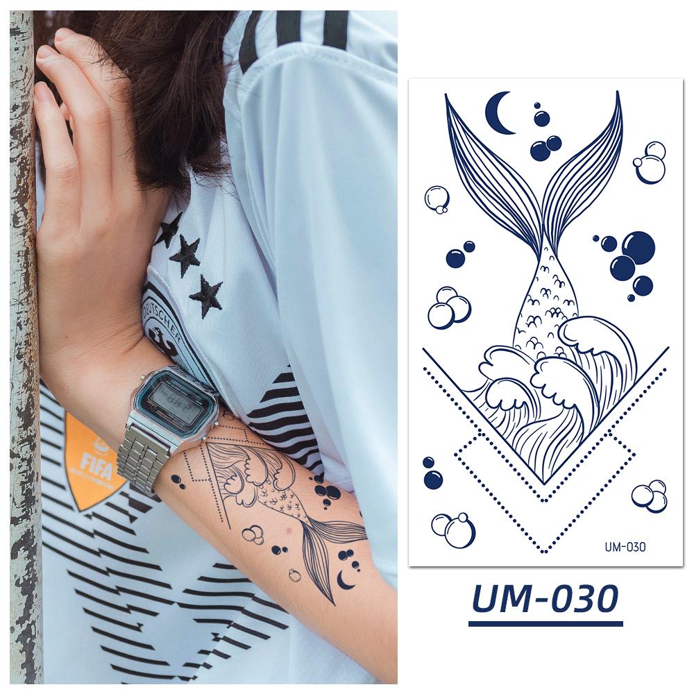 1 Sheets Semi Permanent Realistic Waterproof and Removeable Herb Tattoo Women's Back Tattoos Long Lasting