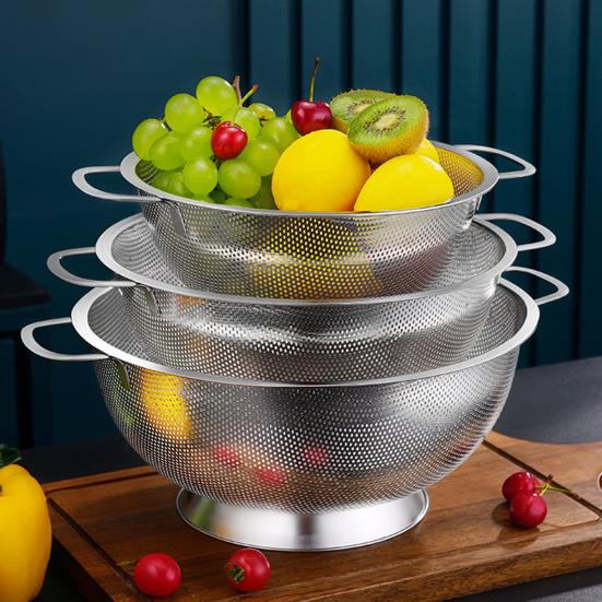 Дуршлаг для кухни, корзина с двумя ушами, большая емкость, пищевой, без BPA, можно мыть в посудомоечной машине, устойчивый к ржавчине, сито для фруктов и овощей