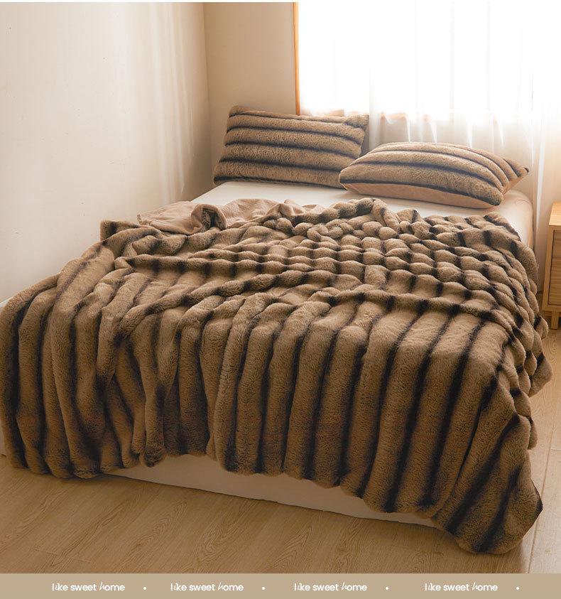 Плотный зимний фланелевый плед класса А - Нап из кроличьего пуха и кораллового флиса для кровати