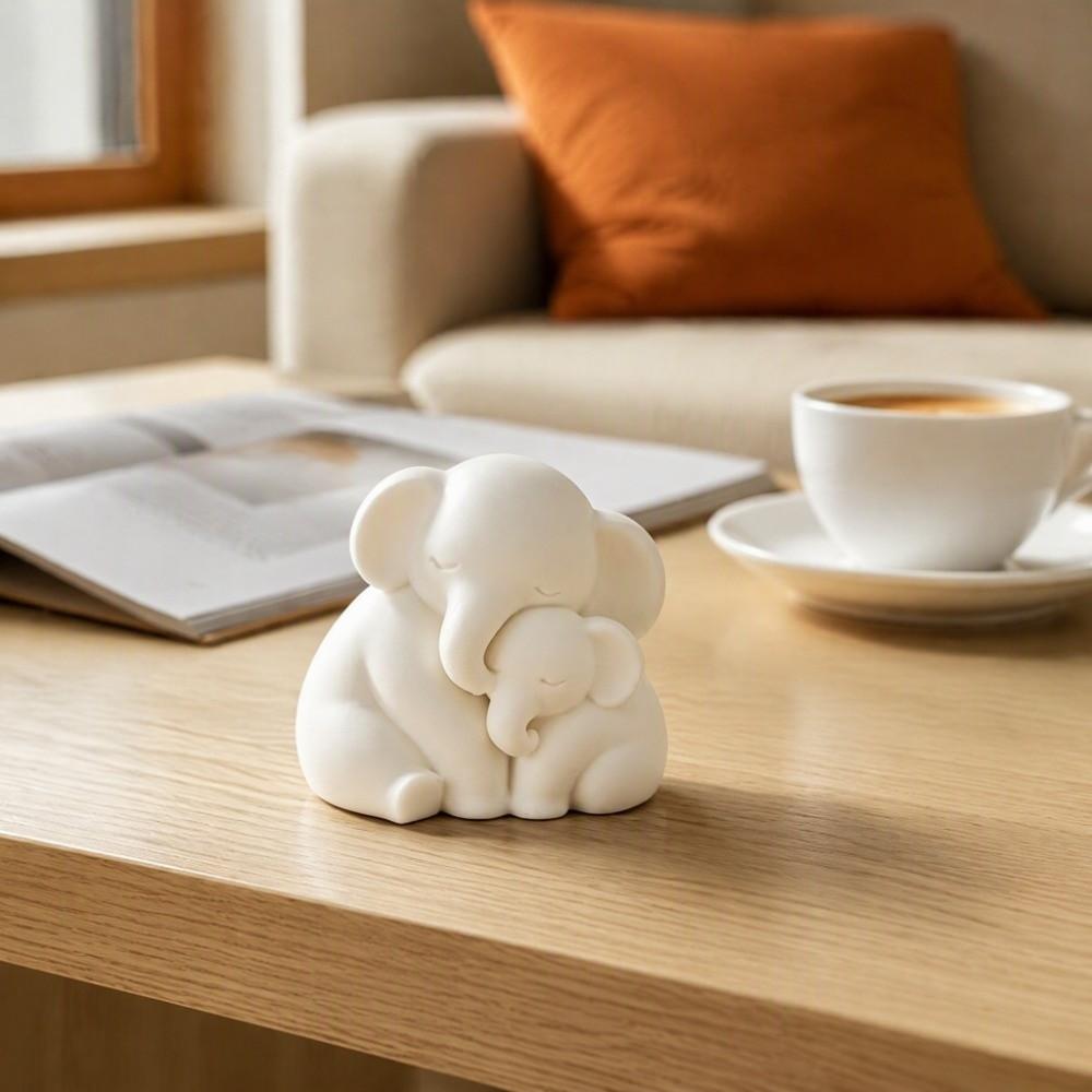 3D Printed Sitting Elephant Figurine Minimalist Parent Child Elephant Sculpture Housewarming Gifts