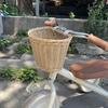 Детская плетеная корзина для велосипеда спереди с регулируемым ремнем для малышей, мальчиков и девочек, беговел, винтажная ручная работа, плетеная корзина для хранения из ротанга, аксессуары для велосипеда