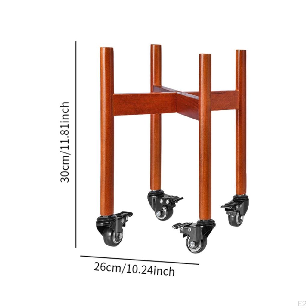 Plant Stand with Wheels Mobile Pot Rack Wood Holder Display Shelf Dolly Rolling