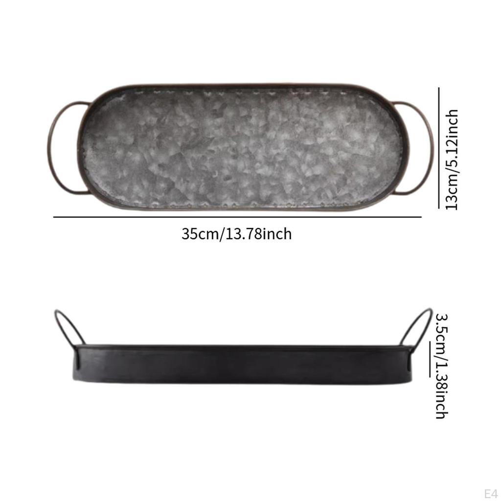 Поднос для хлеба, фруктовая тарелка, журнальный столик, декоративный универсальный с ручками, овальный, индустриальный стиль