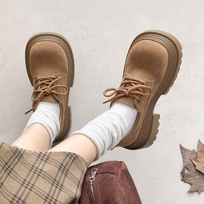 Модные туфли на британской платформе с круглым носком, маленькие кожаные туфли, женские осенние новинки, ретро, увеличивающие рост, маленькие универсальные одинарные туфли