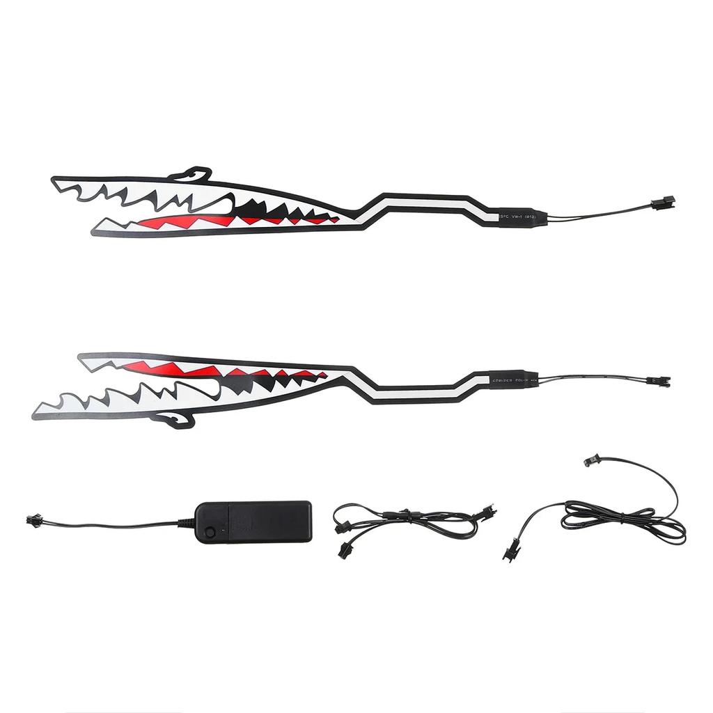 2 в 1 2 шт. светодиодная полоса для мотоциклетного шлема в стиле акулы, светящаяся ночью модифицированная наклейка