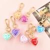 Yousheng Keychain Pendant Fake Rose Decor Heart Shape Eternal Flower Stainless Clip Shoulder Bag Decoration Pendant Keyring Pendant
