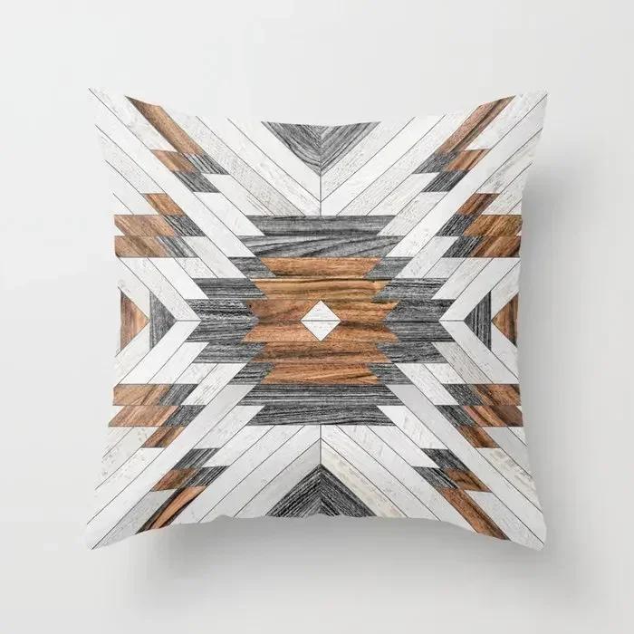 45x45cm Creative Wood Texture Marble Pillowcases Fashion Geometric Cushions Case Farmhouse Home Decor Sofa Couch Throw Pillows