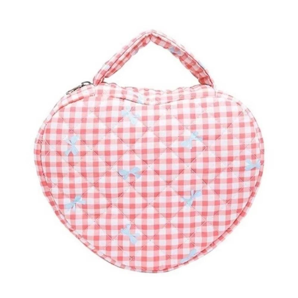 Cute Love Storage Bag Large Capacity Stylish Floral Pattern Makeup Bag Quilting Cotton with Handle Cosmetic Organizer