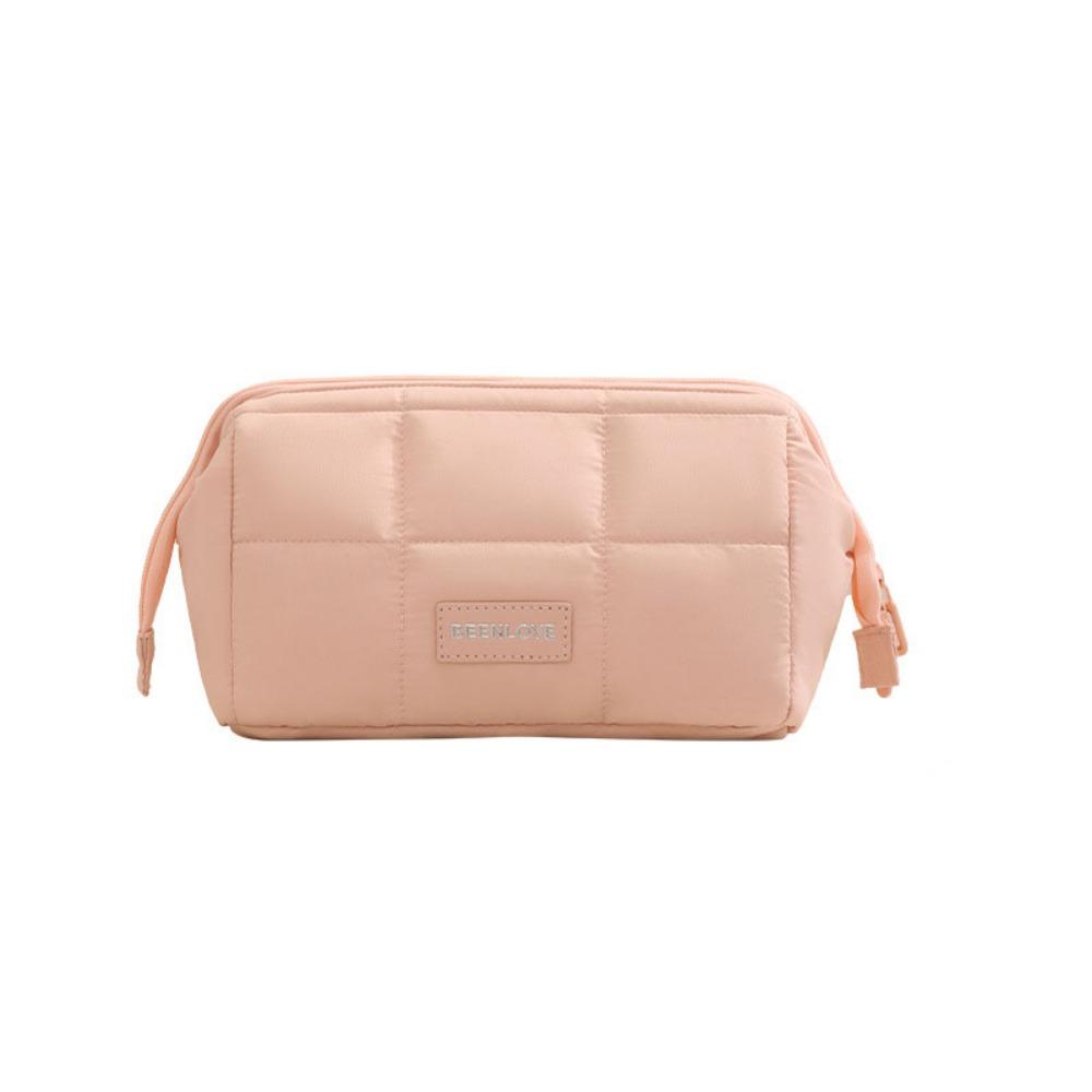 Wide-open Women Cosmetic Bag Puffy Padded Handheld Makeup Organizer Multifunction Large Capacity Toiletry Storage Bag Outdoor