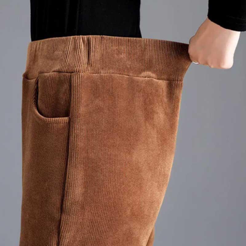Women Lambs Wool Pant Winter Thick Warm Cashmere Pants Corduroy Female Solid Color Loose Trousers
