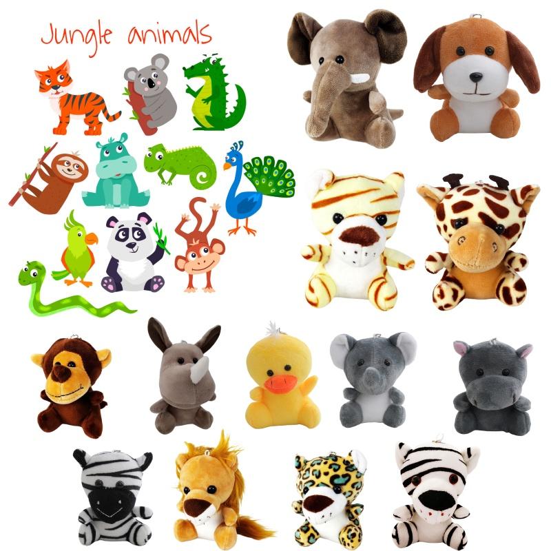 Оптовые куклы-игровые автоматы с лесными животными, плюшевые игрушки «Тигр и лев» четыре дюйма, брелоки, украшения и аксессуары, плюш, ПП хлопок, настраиваемые)