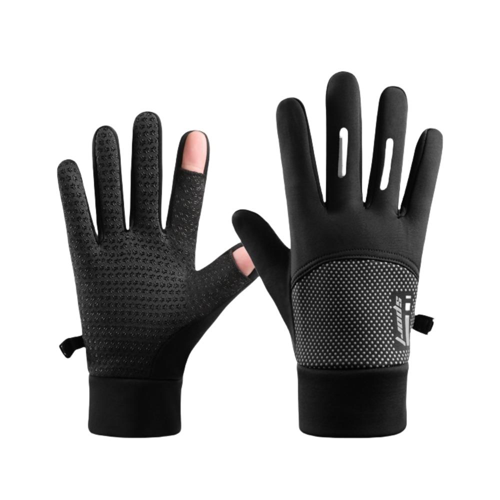 Fleece-lined Men's Cycling Gloves Clamshell-type Fishing Gloves Fingerless Gloves Men  Wintertime