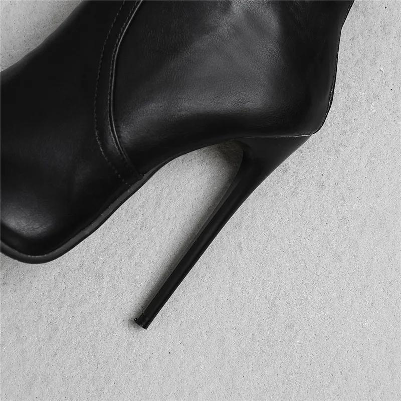 Fashion Black Women's Ankle Boots Autumn Winter Fashion Pointed Toe Ladies Shoes Heeled Sexy Nightclub Short Boot Grey Large Size 45