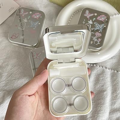 Два контейнера для контактных линз для девочек портативный мини-бокс для хранения контактных линз комплект