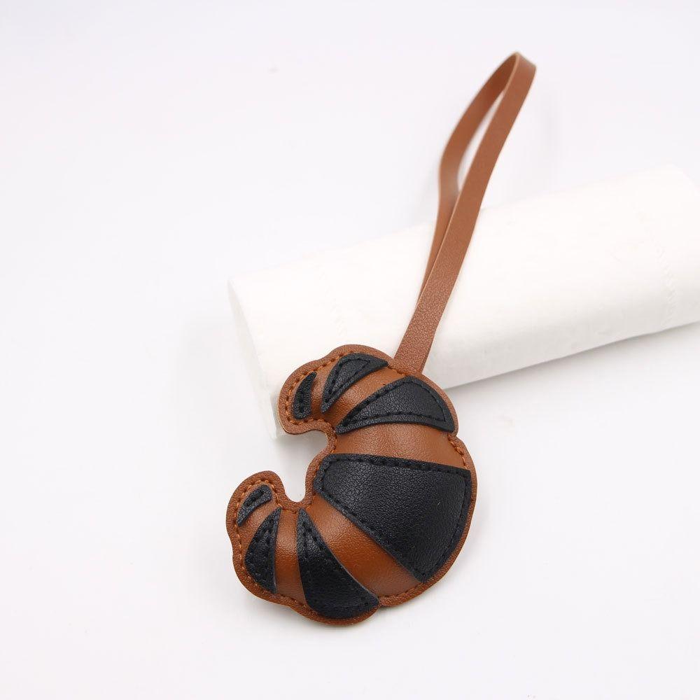 Cartoon Croissant Keychain PU Leather Bag Pendant Lovely PU Leather Hanger Women