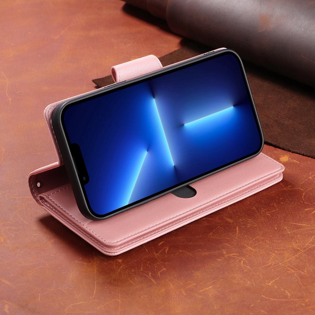 Многофункциональный двухслойный чехол-кошелек на молнии с отделениями для карт и карманом для наличных для iPhone 15, 14, 13, 12, 11, Samsung, Google, откидная крышка из искусственной кожи на ремешке