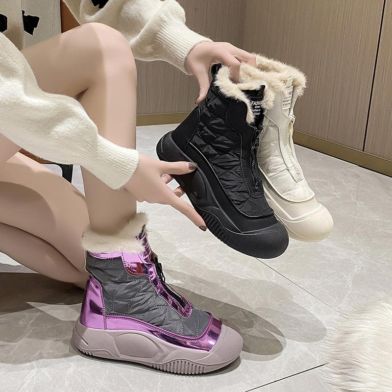 Fashion Winter Women's Boots 2024 New Waterproof Non Slip Snow Boots High Top Plush Cotton Shoes Comforta Thick Sole Casual Ladies Shoes