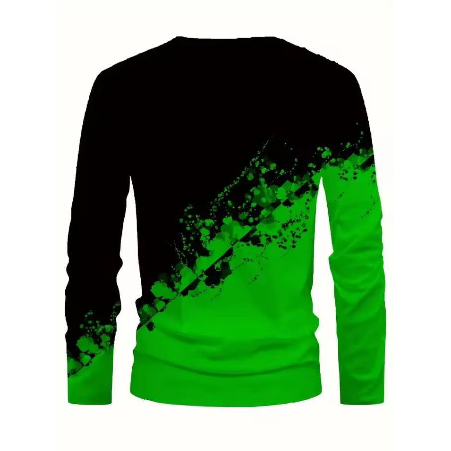 Spring Autumn Grandient Print Men Clothes Fashion Long Sleeve Round Neck Casual T Shirt Men Sport 3D Digital Print Street Style Sport Tops