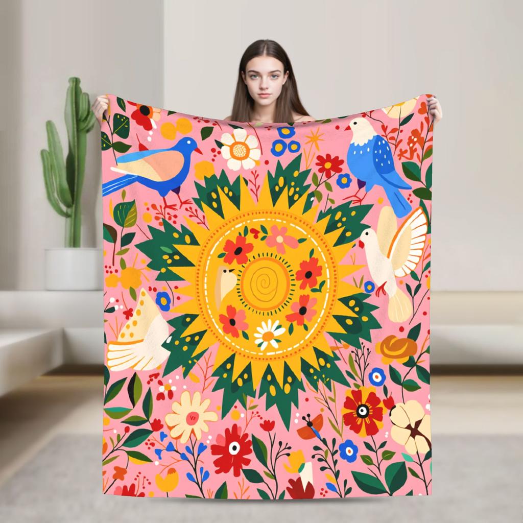 Colorful Floral and Animal  Blanket Quality Warm Soft  Throw Blanket Spring Kids Outdoor Funny Bedspread