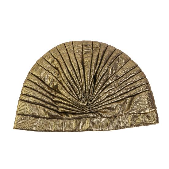 Женская шляпа-цилиндр с ромбовидным декором из стразов, плиссированный тюрбан, шляпа, украшенная золотым покрытием, головной убор с эластичной конструкцией