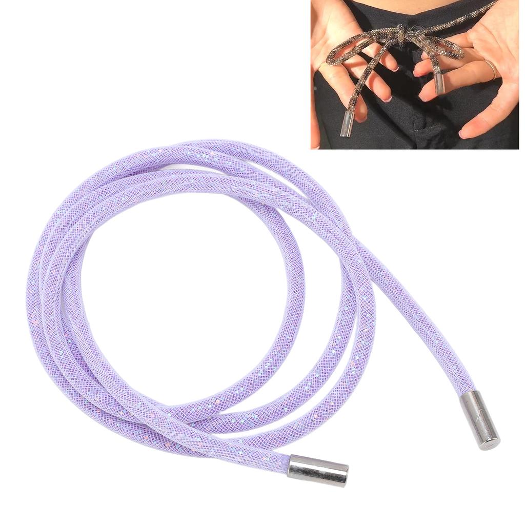 Блестящий шнурок-затяжка Белая сетка Блестящие пайетки Круглый шнур для толстовки Одежды Обуви Спортивных брюк 138 см