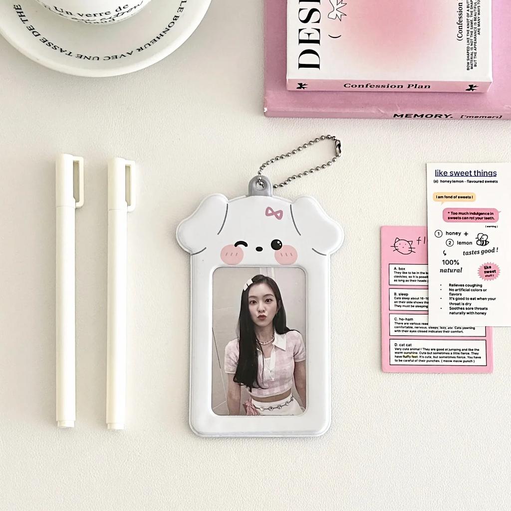 1PCS 3 Inch Photocard Card Holder Case Kawaii Kpop Photo Card Holder Keychain Ins Protector Photo Sleeves Bus Card Case Bags