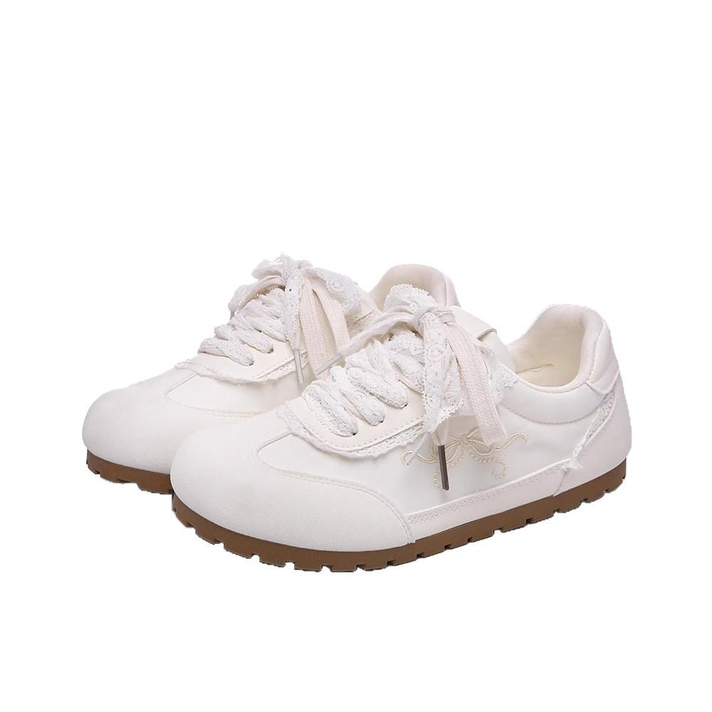 Туфли для моральной подготовки в балетном стиле женские 2025 лето новый милый стиль кружево бант белые туфли повседневные спортивные туфли Форреста Гампа