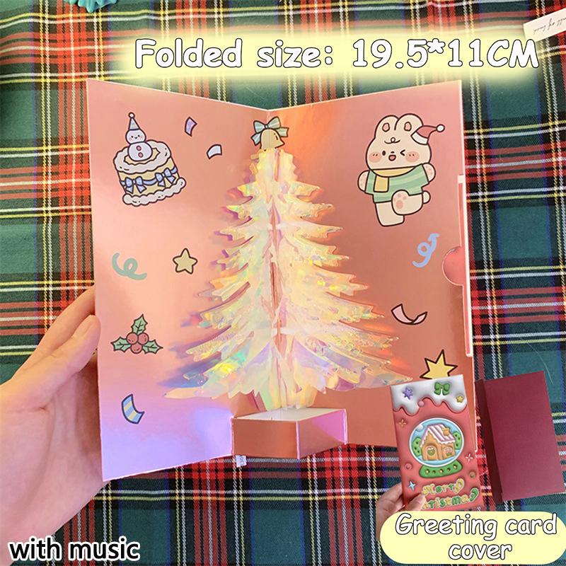 3D Pop Up Рождественская открытка с музыкой Счастливого Рождества Поздравительная открытка Рукописные благословения Пригласительные открытки Подарки на День благодарения