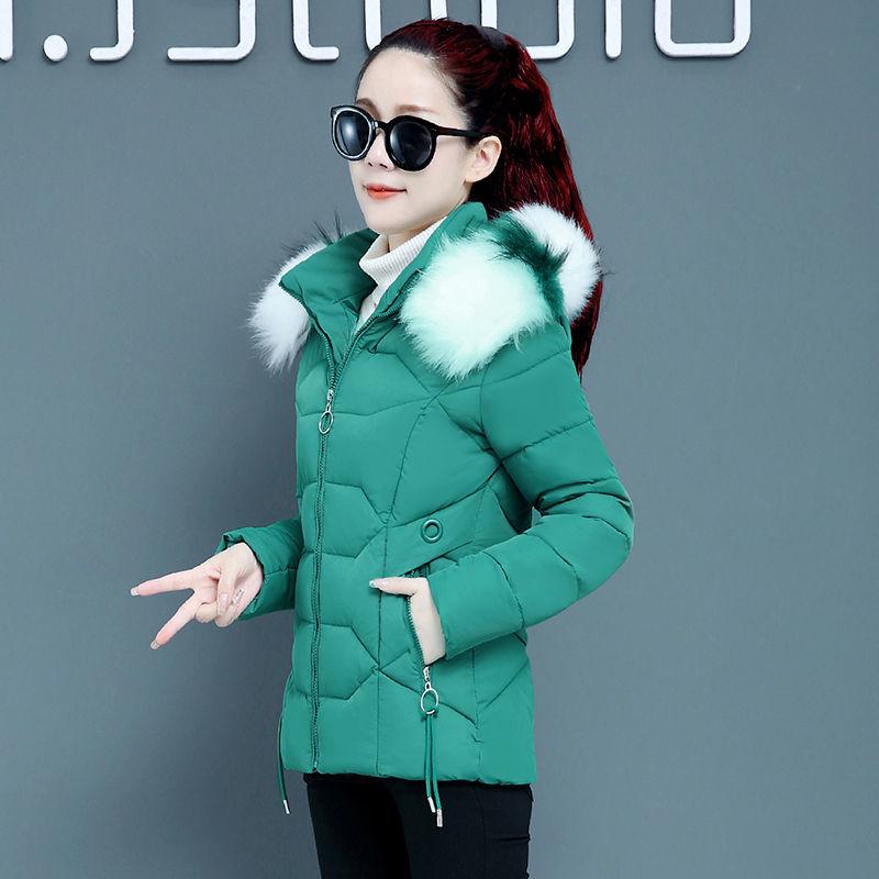 Зимняя куртка с большим меховым воротником, облегающее женское хлопковое красное пальто