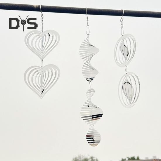 Metal Bird Reflector Wind Spinner Double-Sided Highly Reflective Indoor Outdoor Garden Yard Farm Hanging Love Heart Spiral Bird Deterrent Ornament