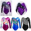 Gymnastics Leotards for Girls Sparkly Dancewear Long Sleeves Printed Jumpsuit Yoga Ballet Dance Clothes