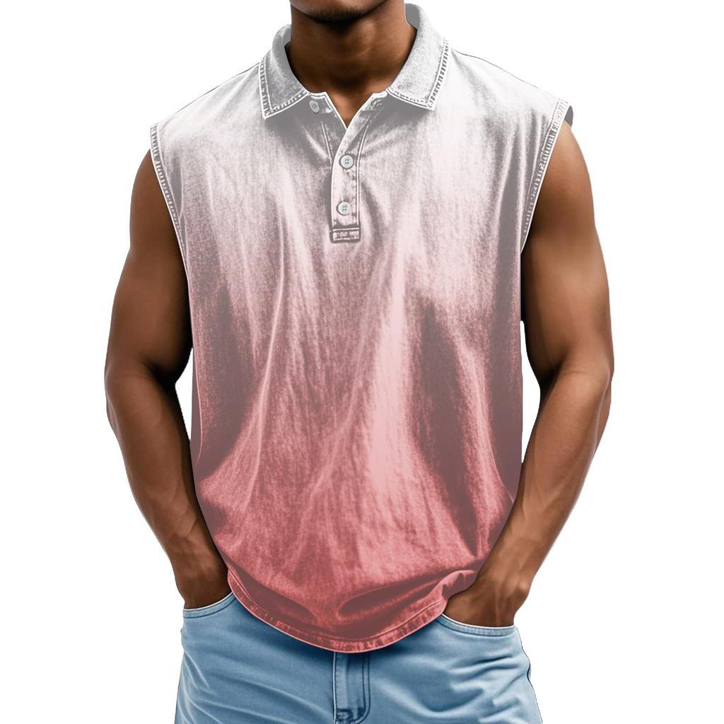 Мужская состаренная рубашка без рукавов с градиентным принтом