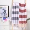 Turkish Cotton Striped Beach Towel with Tassels – Absorbent, Ideal for Bathing, Swimming, and Sun Protection