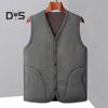 Мужской зимний жилет, пальто с V-образным вырезом, без рукавов, однобортный жилет, однотонная утолщенная бархатная подкладка, низ, верх