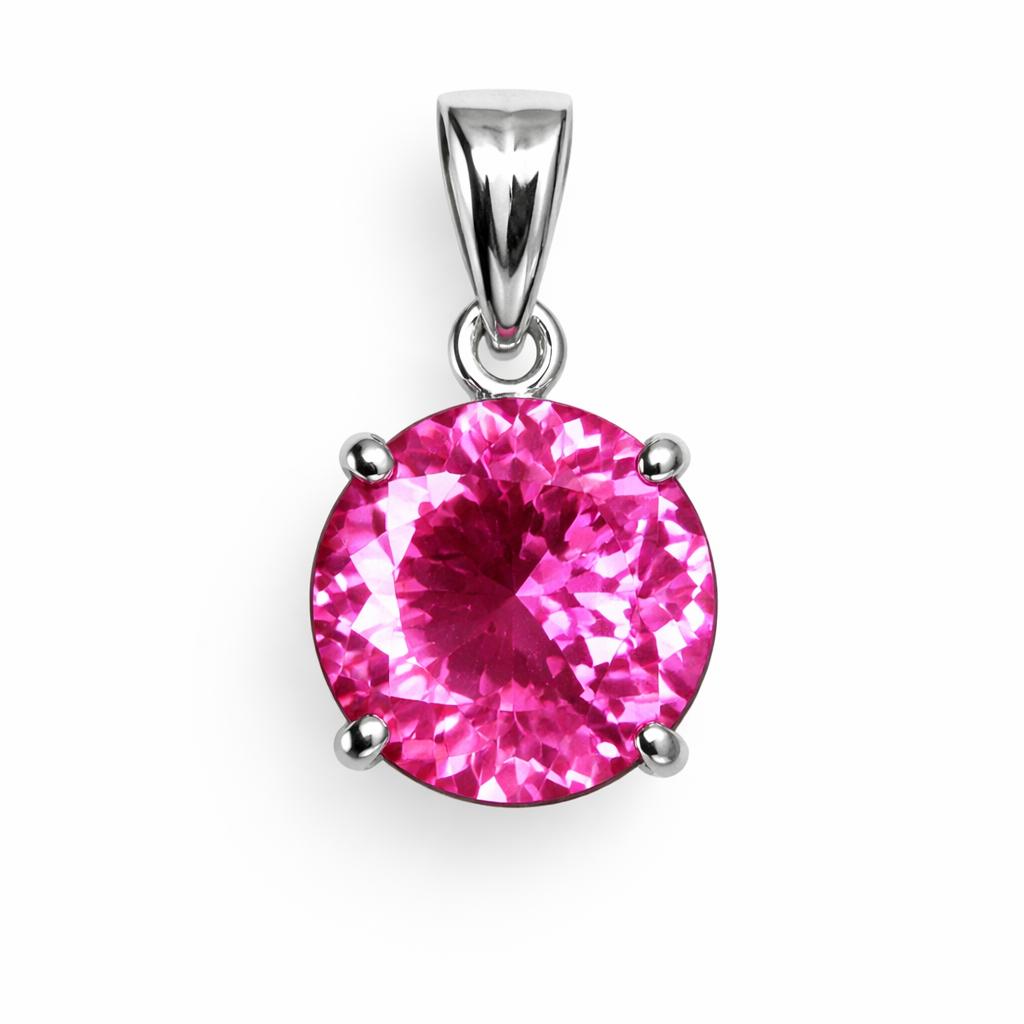 Natural Pink Ruby Pendant Round Cut 17.7 ct 925 Sterling Sliver Gemstone Jewelry Gift